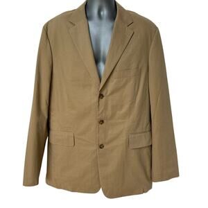 Vintage J. Crew Blazer Tan Khaki Single Breasted All Cotton Men's 44L 44 Long